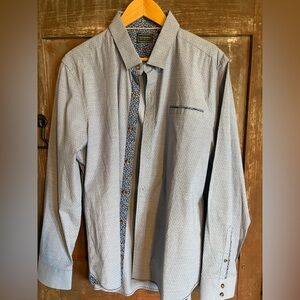 7 Diamonds Light Blue Patterned Button Down Shirt